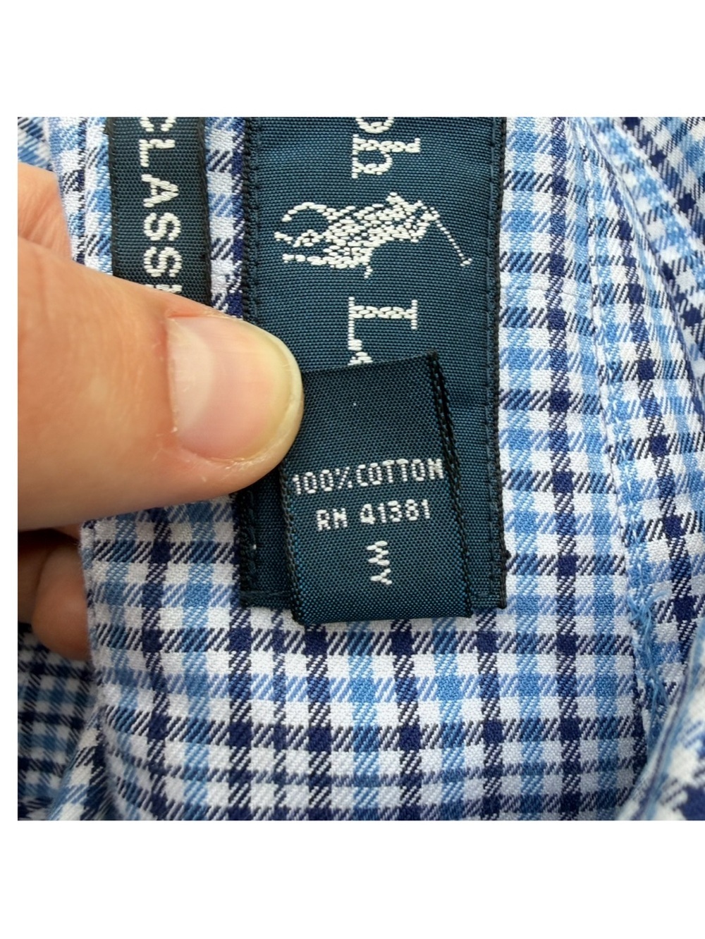 Ralph Lauren Long Sleeve Button Down Shirt Size 17.5 XL Classic Fit Blue Plaid - Picture 9 of 10